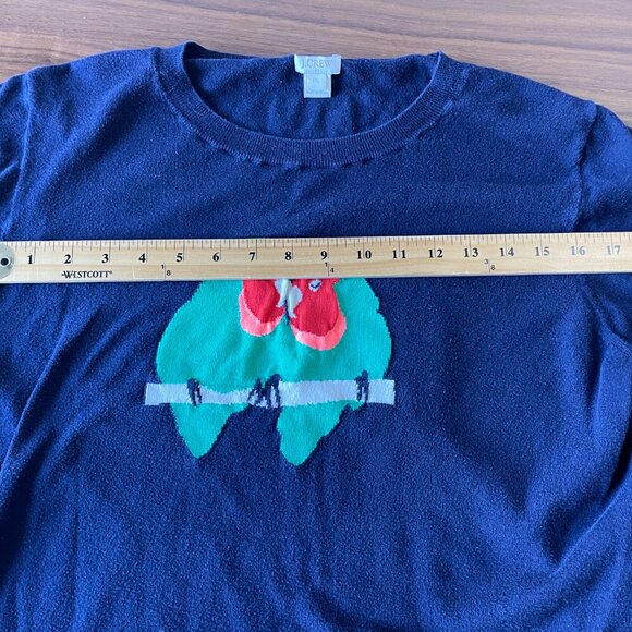 JCrew Womens XXL LOVE BIRDS Sweater Navy Lovebirds Sweater Fall 2017 Thin Sweate - Picture 6 of 15